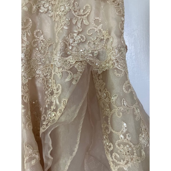 Tai Kids USA Girls Gold Dress Size 3 Champagne Lace Overlay Formal Party SKU 028 - Picture 6 of 6